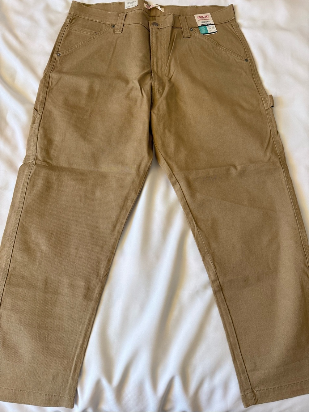 Signature by Levi Strauss & Co. Men's Beige Cotton Twill Carpenter Pants 40x30
